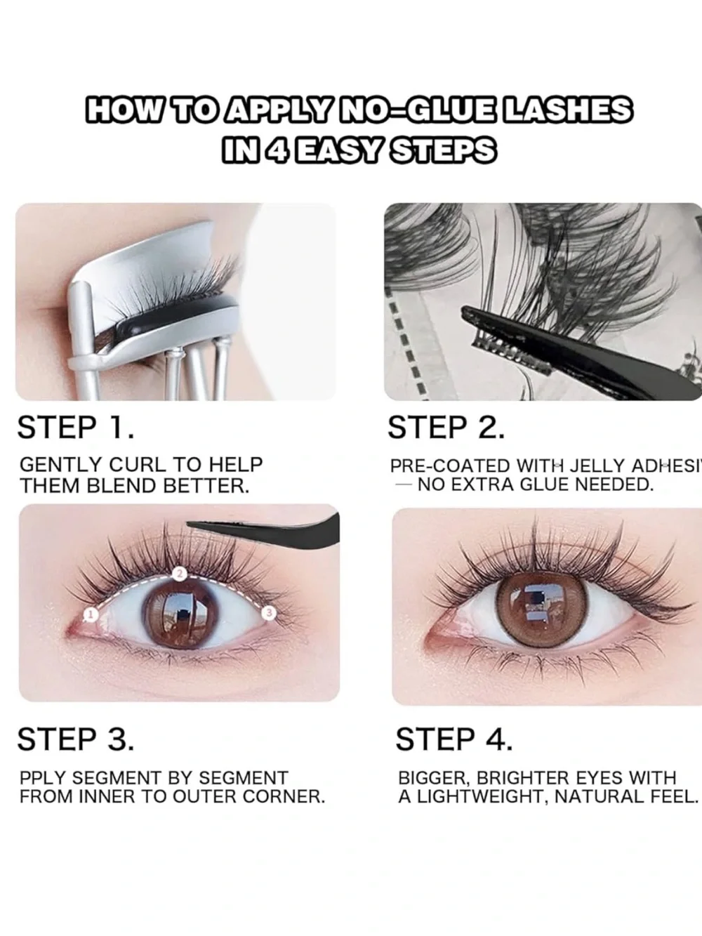 Cofier Cat Eye Wispy Lash Clusters Kit, 80 Pcs Individual Eyelash Clusters